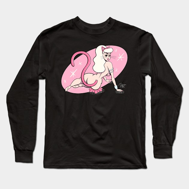 Feline Cute Long Sleeve T-Shirt by Jennifer Elder Art